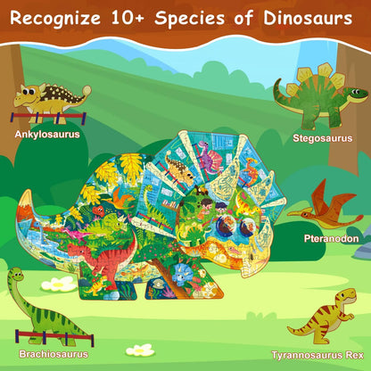 Dinosaur Puzzles for Kids Ages 6-8 Years Old 295 Piece Jigsaw Puzzles Unique Animal Shape Floor Puzzle Ages 8-10 Learning Educational Toys Birthday Gift for Boys Girls Ages 10-12