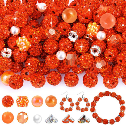 300 Pcs Diamonds Beads for Jewelry Making, Included 10 mm Red Rhinestone Beads for Bracelets, Bubblegum Bead for Pen Making, Pearl and Spacer Bead for Bracelet Necklace Earring Crafting