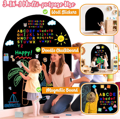 8 PCS Magnetic Wall Decals for Kids Magnetic Chalkboard Peel and Stick Magnet Sheets Board Sticker Tangram Puzzle Self Adhesive Contact Paper Dry Erase Blackboard for Playroom Homeschool 15.7"x10.4"