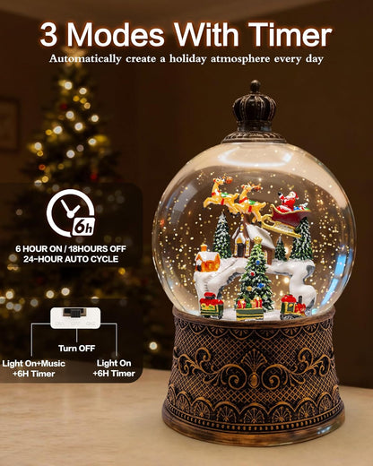 Extra Large Christmas Snow Globes Christmas Lantern, 12.99" Musical Snow Globe with 8 Songs, Santa Snowglobe for Kids Adults, 6H Timer Dual Power, Lighted Christmas Decorations Indoor Gifts