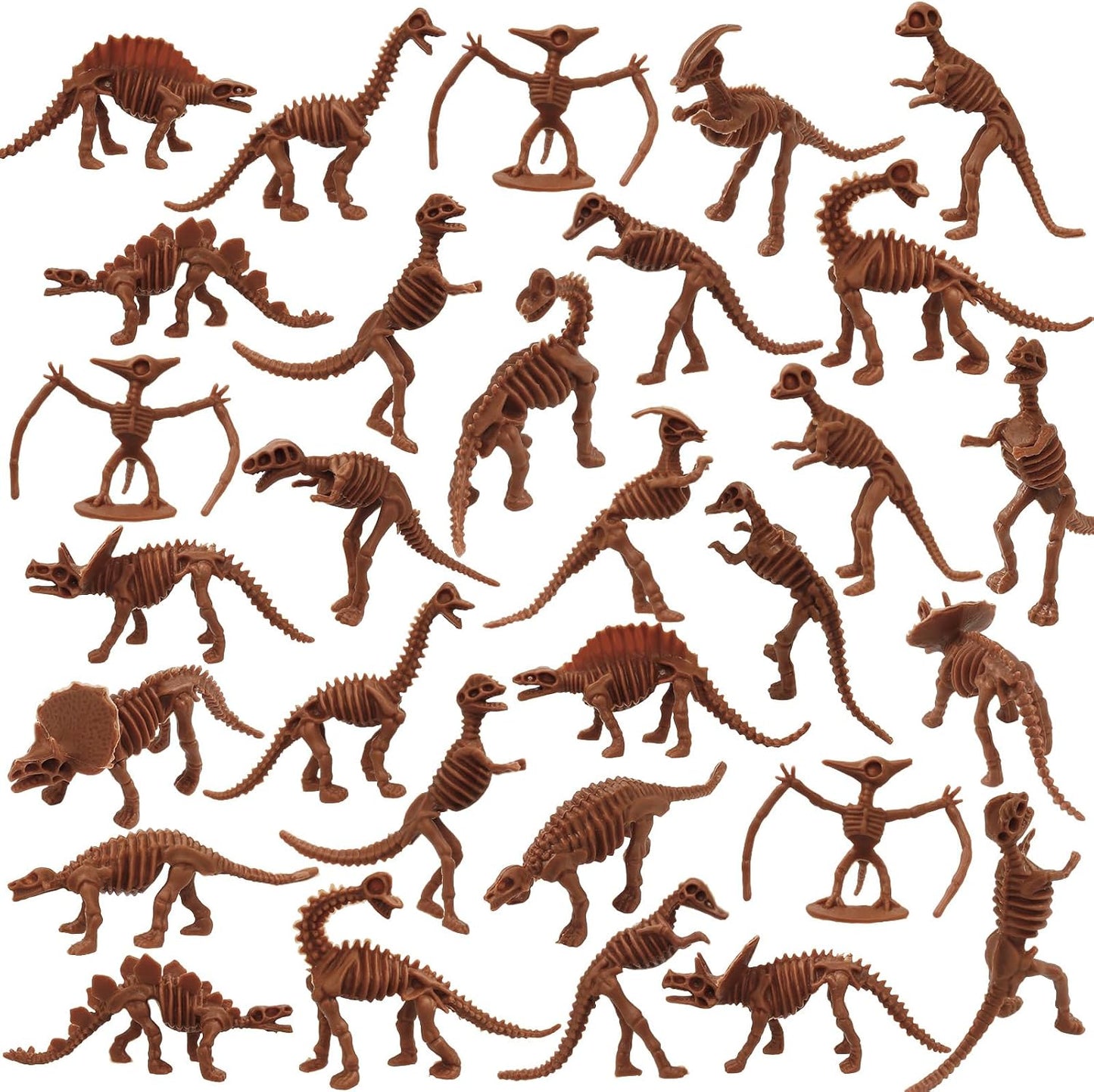 30 PCS Dinosaur Fossil Skeletons, Assorted Dinosaur Skeleton Toys Figures for Science Play Dino Sand Dig Party Favor Decorations (Dino skeletonD)