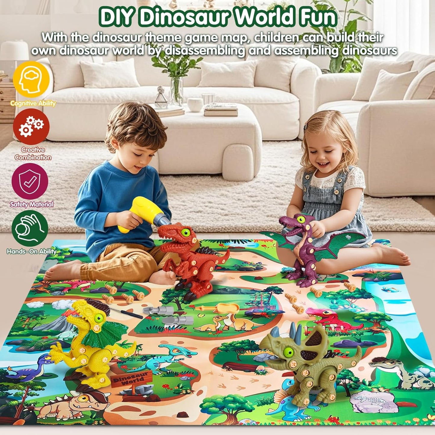 Take Apart Construction Truck Excavator Toys for Kids Ages 3-8, STEM Learning Building Toys with Electric Drill & Puzzle Play, Educational Engineering Birthday for Boys Kids Toddlers