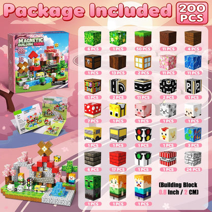 Magnetic Blocks Toys for Kids, 100 PCS Building Blocks Cubes, Stacking Magnetic Tiles Toys for Kids Toddlers Boys Girls Ages 3 4 5 6 7 8-12 Birthday Gifts Party Supplies (Underworld)