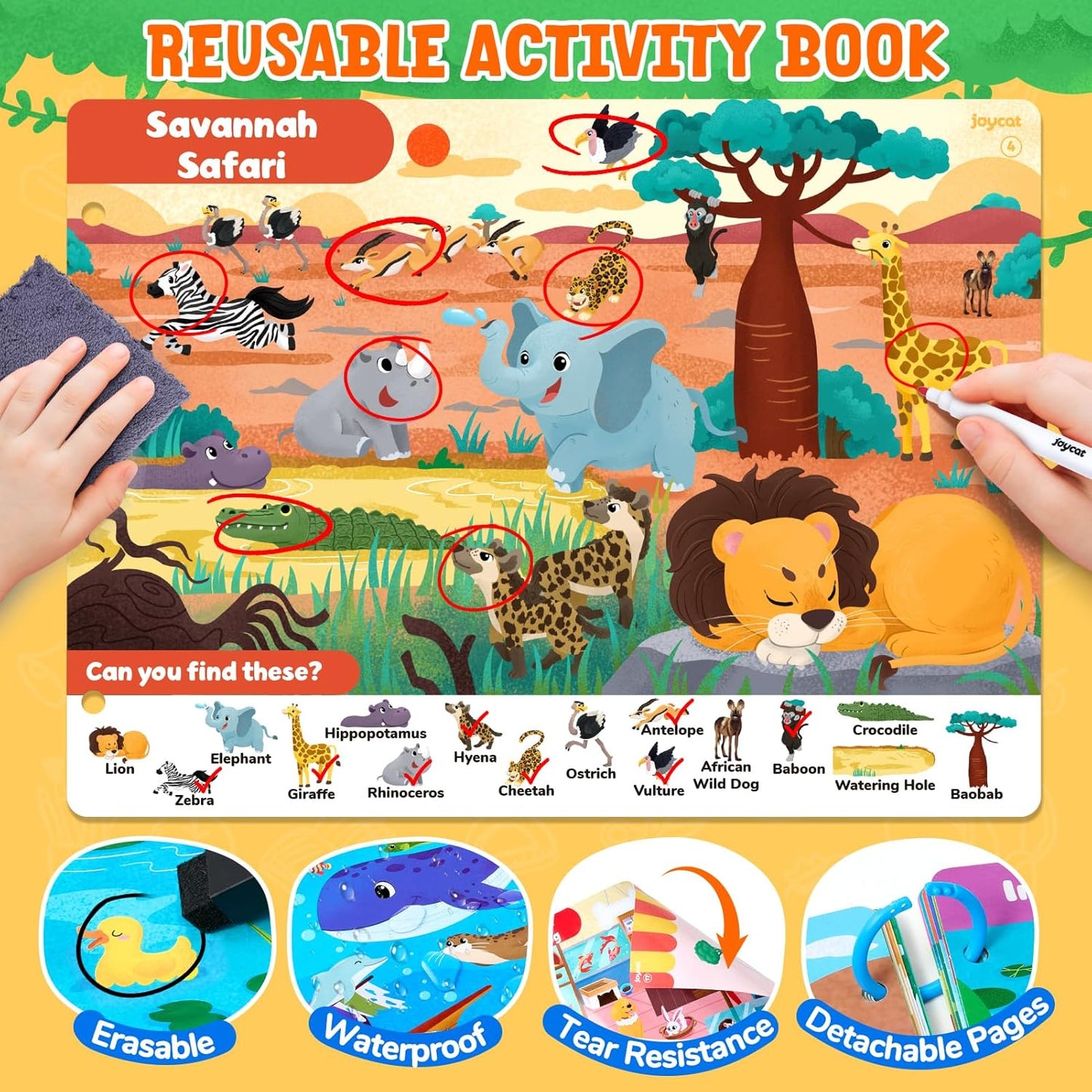 JoyCat Seek & Find Game Books - Preschool Learning Activity for Toddlers & Kids Ages 3-5, Travel Activities Toys for Road Trip Car Airplane, Busy Book, Birthday Gifts for Girls and Boys Ages 4-8