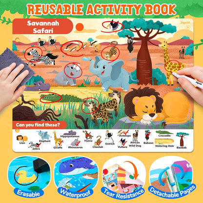 JoyCat Seek & Find Game Books - Preschool Learning Activity for Toddlers & Kids Ages 3-5, Travel Activities Toys for Road Trip Car Airplane, Busy Book, Birthday Gifts for Girls and Boys Ages 4-8