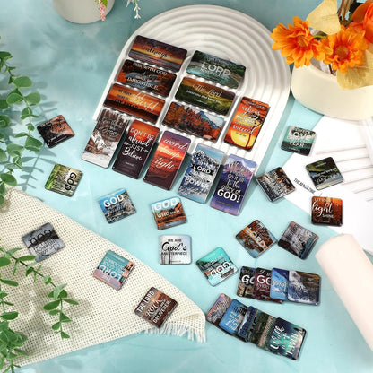 Blosssound 60 Pcs Inspirational Christian Magnets with Bible Verses Religious Refrigerator Magnet Motivational Quotes Fridge Scripture Positive Gifts for Home Office School Locker Decor(Scenery)