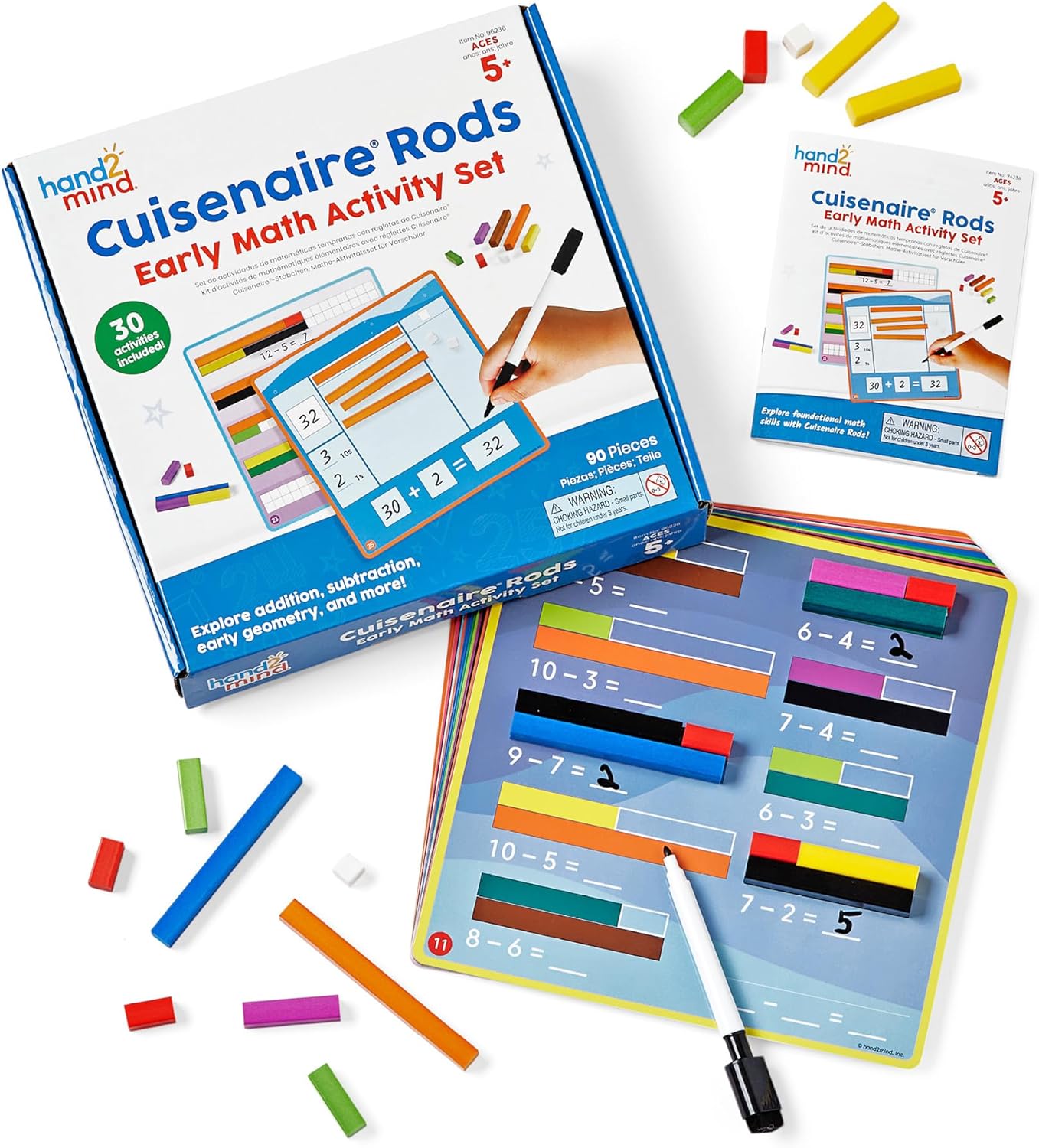 hand2mind Cuisenaire Rods: Early Math Activity Set – Teaching Fraction Bars, Montessori Math Manipulatives, Math Teacher Must Haves Elementary, Kindergarten Homeschool Supplies