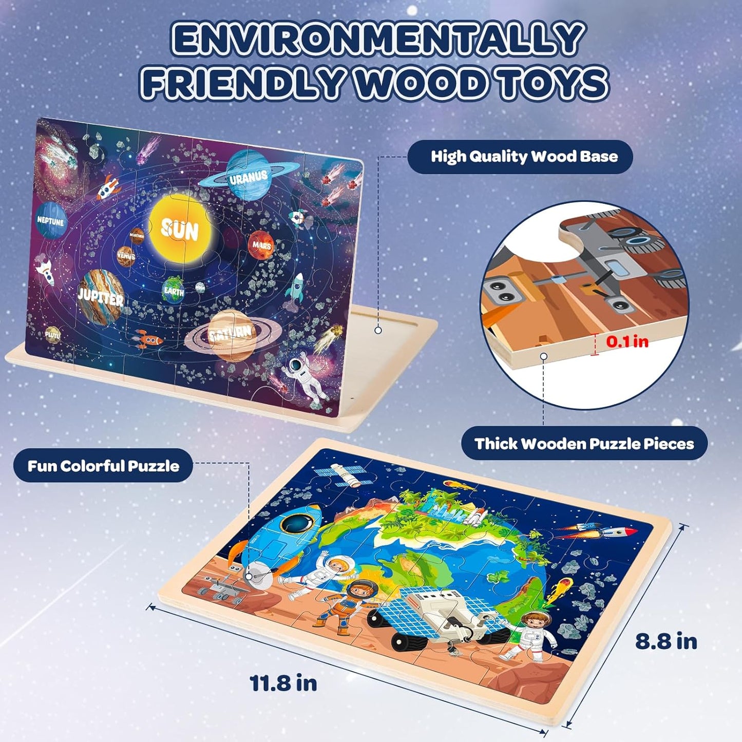 Puzzles for Kids Ages 4-6, 4 Packs 24 Pcs Wooden Jigsaw Puzzles for Toddlers Ages 2-4, Preschool Educational Vehicle Puzzle Toys Gifts for 3 4 5 6 Boys Girls