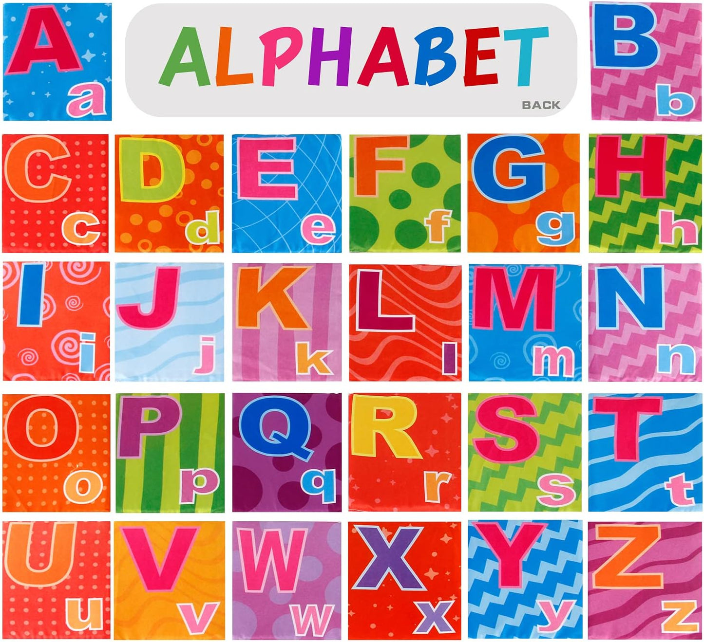 Mini Tudou 26 PCS Baby Soft Alphabet Cards, ABC Learning Flash Cards with Storage Bag, Washable Soft Letter Early Educational Toy for Babies Infants Toddlers Boys and Girls 0 1 2 3 Years Old
