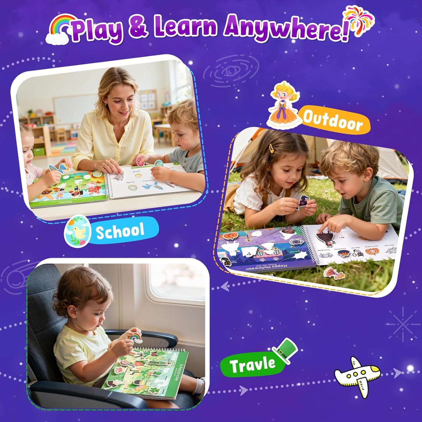 JoyCat Preschool Busy Book for Toddlers 3-5, Dual-Language Learning Activities, Educational Sensory Toys, Autism Learning Materials for Boys & Girls (Daily Life)