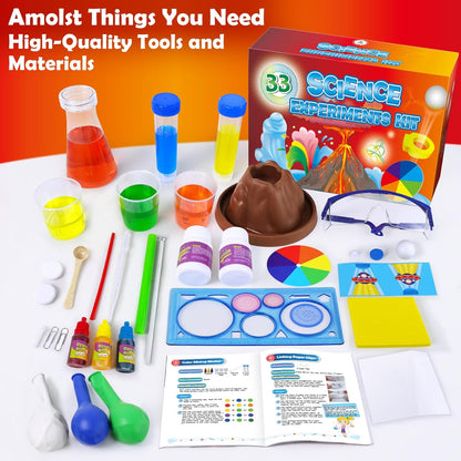 UNGLINGA 111 Experiments Science Kit for Kids, Chemistry Set, S.T.E.M Toys Boys Girls Birthday Gifts, Volcano, Crystal, Physics Lab Educational Learning Project