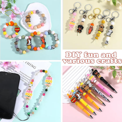 10Pcs Animal Silicone Beads for Keychain Making Cute Puppy Focal Beads for Pens Dalmatian Dog Animal Focals for Bracelets Necklace Earrings Jewelry Making