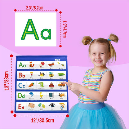Word Building Desktop Pocket Chart, 48 CVC Words & 50 First Words, Double-Sided Tent Word Builder, Vocabulary Learning Flashcards Set for Kindergarten Reading and Spelling