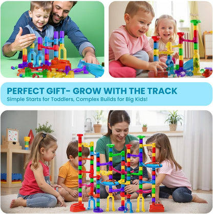 MaxTronic Marble Run Kit for Kids,Upgrade Marble Maze Kit 16mm Marbles 109pcs Building Blocks STEM Learning Toys Christmas Birthday Gift for Kids Aged 3-12