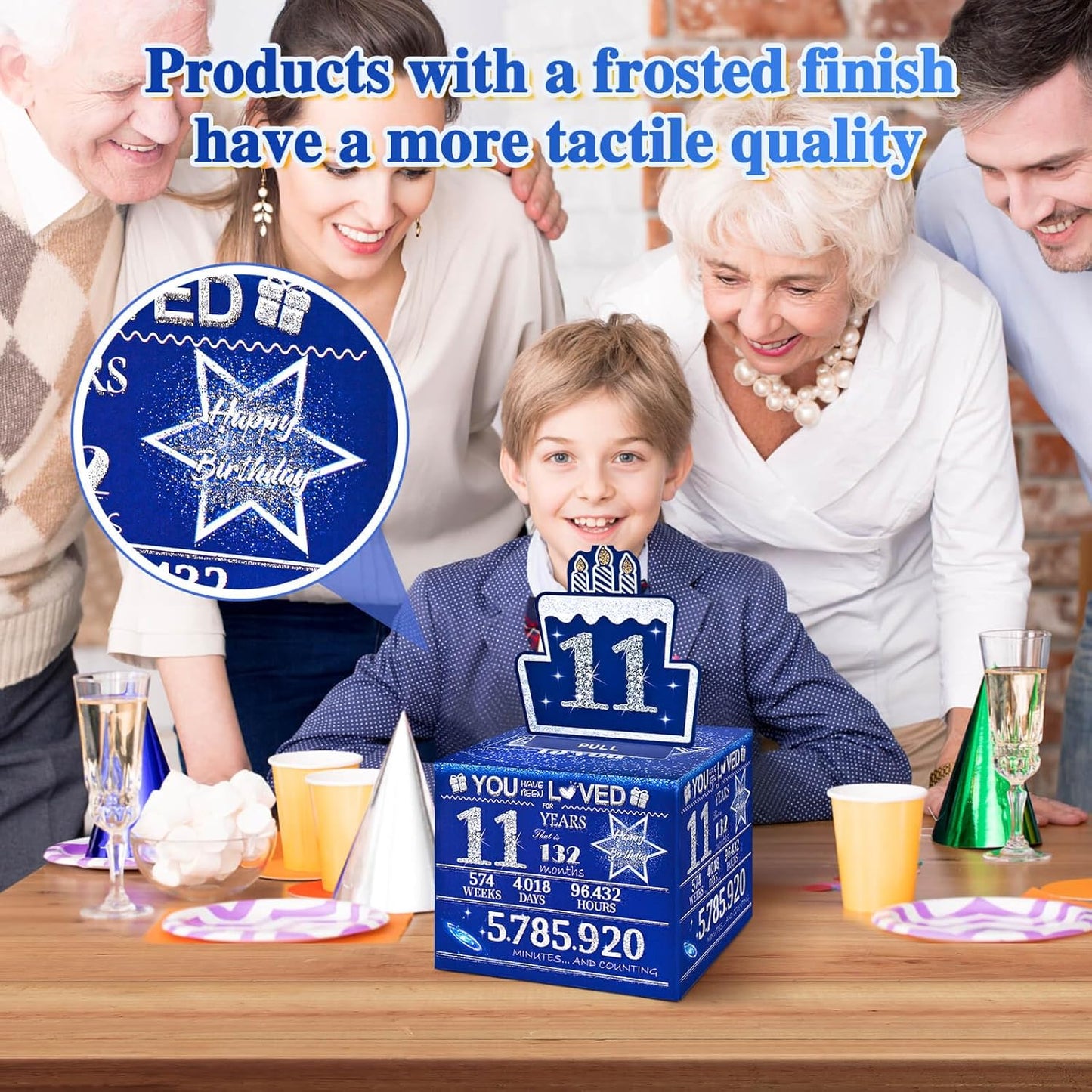 10 Happy Birthday Money Box for Cash Gift, 10th Birthday Decorations for Boys and Girls, Gifts for 10 Year Old Boy, Boy Gift Ideas, Cool Things for Teen -Blue with 100PCS Bags