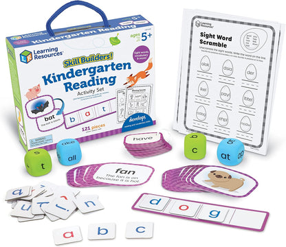 Learning Resources Skill Builders! Kindergarten Reading Activity Set - 122 Pieces, Ages 5+, Back to School Essential Materials, Homeschool Supplies