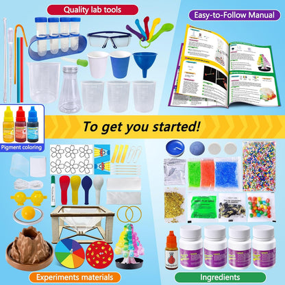 200+ Science Experiments Kit for Kids, Science Project Lab Volcano Toys Birthday Gifts for Boys & Girls, Chemistry Set, Gemstone S.T.E.M Educational Learning Activities