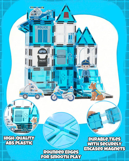 Magnetic Tiles for Kids, Construction Magnetic Building Blocks,37pcs STEM Educational Magnet Toys, Ideal Gift for Boys & Girls for Christmas & Birthday