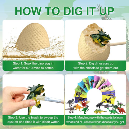 EARTH'SCODE Dinosaur Eggs Excavation Dig Kit, 12 Dino Egg with 12 Cute Unique Dinosaurs Inside Toys for Best Holiday & Birthday Archaeology Science STEM Crafts Gifts for Kids 3-12 Years Old