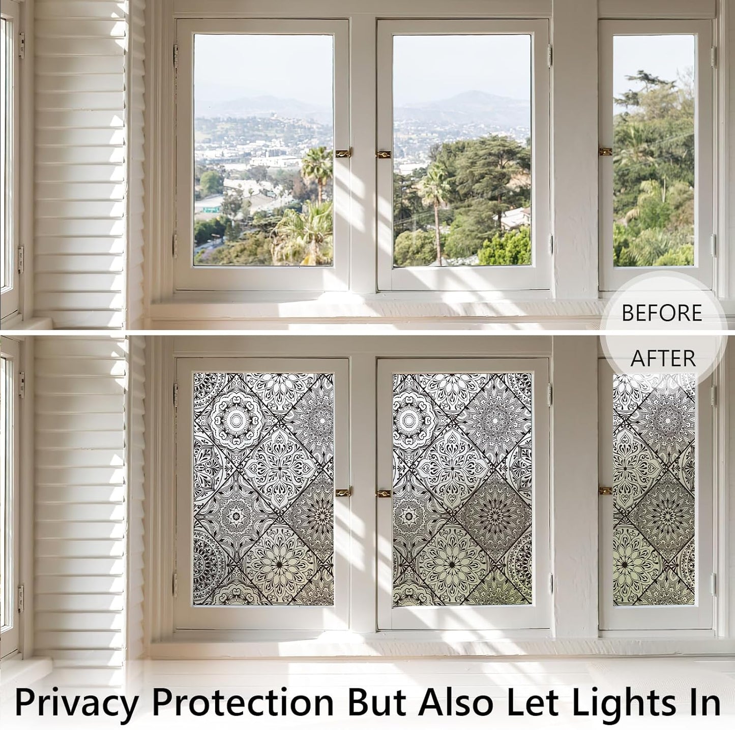 DKTIE Wooden Blinds Pattern Decorative Window Privacy Film, Sun Blocking Heat Control, Static Cling No Glue, with Installation Tools, Stained Glass Window Film (S531, 17.7" x 78.7")