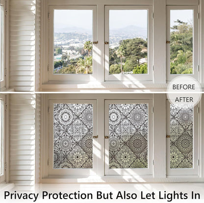 DKTIE Wooden Blinds Pattern Decorative Window Privacy Film, Sun Blocking Heat Control, Static Cling No Glue, with Installation Tools, Stained Glass Window Film (S531, 17.7" x 78.7")