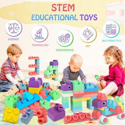 Soft Building Blocks for Toddlers, Large Building Blocks Stacking Blocks for Babies 6 Months and Up Stem Toddler Gifts, Teething Toys, 40 PCS