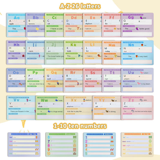Alphabet & Number Practice Dry Erase Sheets A-Z Letters & Numbers 1-10 | Perfect for Preschool, Homeschool & Kindergarten