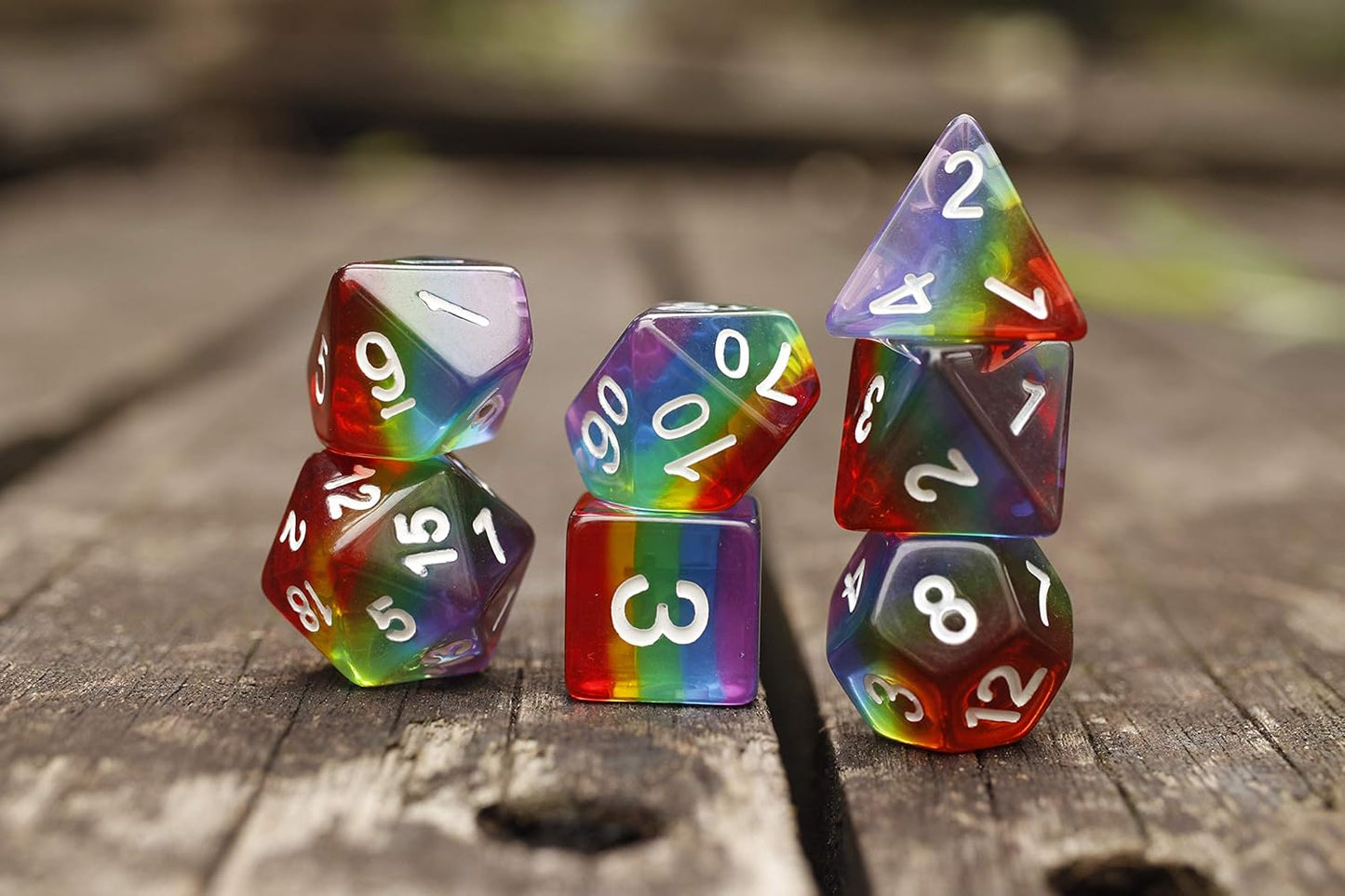 Polyhedral DND Dice Set RPG Rainbow Dice for Dungeons and Dragons(D&D) Role Playing Game,MTG,Pathfinder,Table Game,Math Games Dice Set with Dice Pouch
