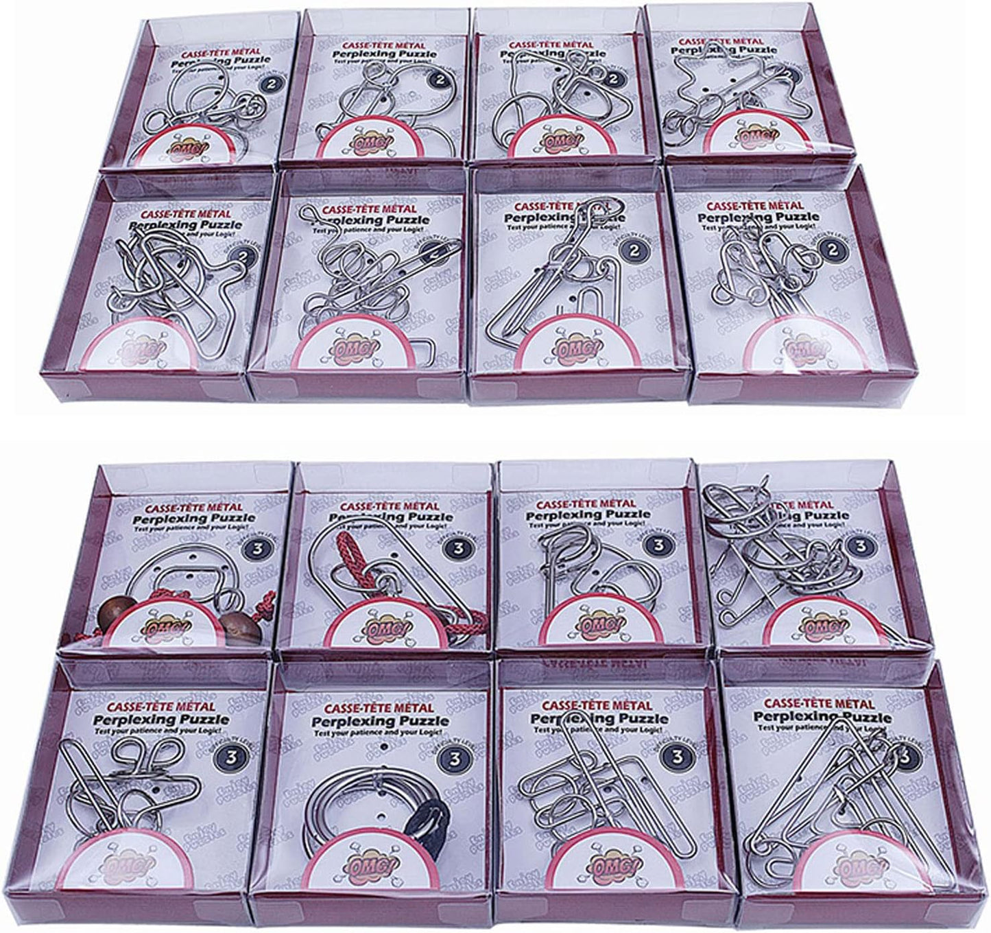 VolksRose 24pcs Brain Teaser Metal Wire Puzzles, Classical Mini Metal Puzzles Set, Mind Smart Game IQ Challenge Puzzle Games, Educational IQ Test Toy Lock Puzzle Gift for Adults Kids Teenagers
