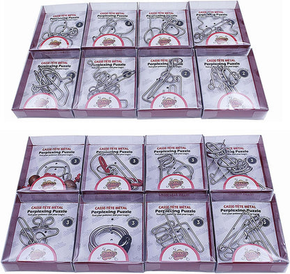 VolksRose 24pcs Brain Teaser Metal Wire Puzzles, Classical Mini Metal Puzzles Set, Mind Smart Game IQ Challenge Puzzle Games, Educational IQ Test Toy Lock Puzzle Gift for Adults Kids Teenagers