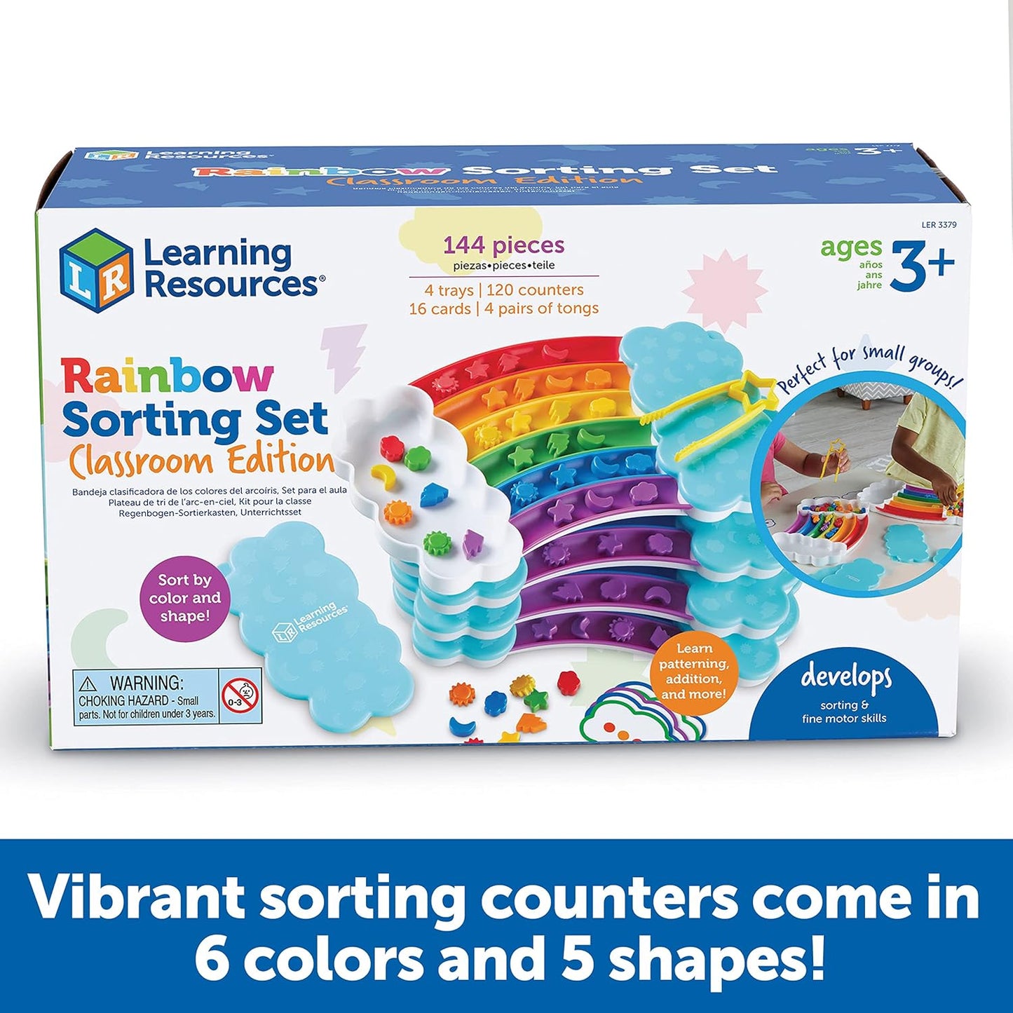 Learning Resources Rainbow Sorting Set , fine motor, sorting, patterning & addition skills, Toddler Educational Toys, sensory tray