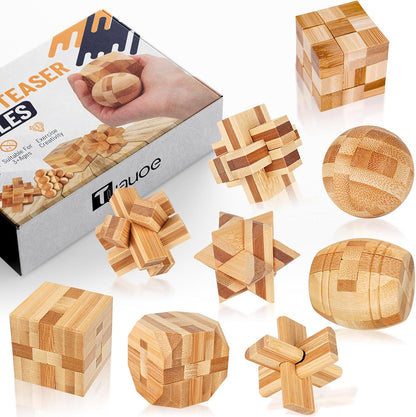Wooden Brain Teaser Puzzles, 12pcs 3D Brain Teasers for Adults Teens Kids, Logic Mind Puzzle Box Lock Toy Removing Assembling Gift Set, Small Unique IQ Hand Puzzles