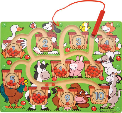 Melissa & Doug Magnetic Wand Number Maze - Wooden Puzzle Activity Learning Toys, Travel Activities for Kids, Magnetic Maze for Toddlers and Kids Ages 3+