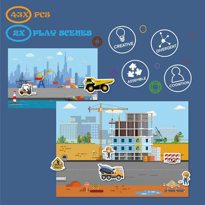 Magnetic Portable Playboard Cute Zoo Ainimal Magnets Create Scene for Learning Travel Toy (51 Pcs)