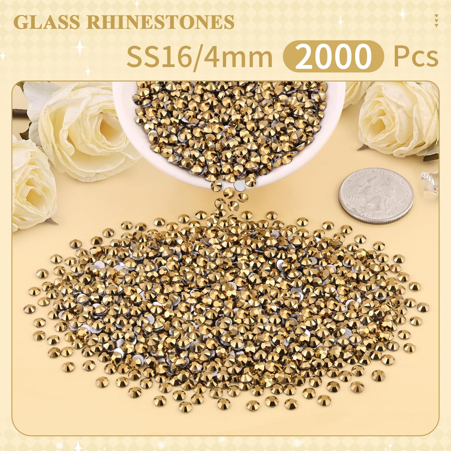 5000PCS SS6/2mm Glass Crystal Rhinestones (Clear), Bedazzling Flatback Rhinestones for Crafting DIY Crafts Nail Art Makeup Decoration, Gems Diamond Charms for Tumbler Shoes Clothing Mug