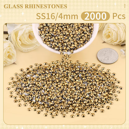 5000PCS SS6/2mm Glass Crystal Rhinestones (Clear), Bedazzling Flatback Rhinestones for Crafting DIY Crafts Nail Art Makeup Decoration, Gems Diamond Charms for Tumbler Shoes Clothing Mug