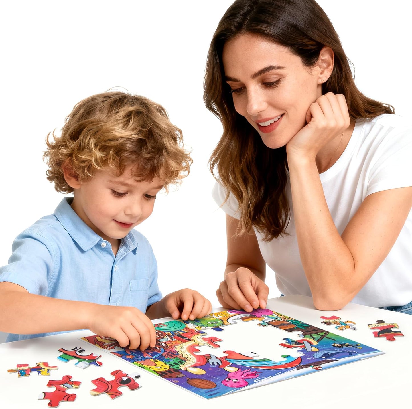 Puzzles for Kids Ages 3-8 Year Old,35pcs Jigsaw Puzzles for Toddlers & Children Ages 4-6，Educational Floor Puzzles with Storage Box for Gifts（Fire Engine）
