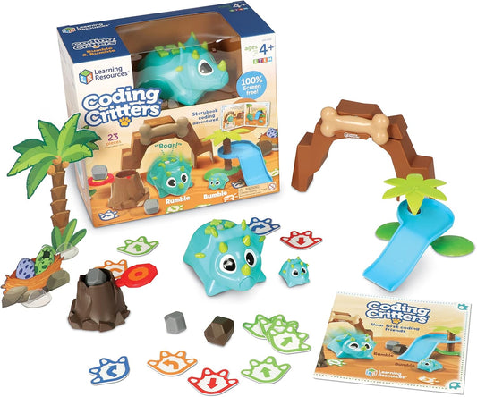 Learning Resources Coding Critters Rumble & Bumble Set, Electronic Learning & Education Toys, Screen Free Toys For Kids, STEM Coding For Kids Ages 4 and Up, Interactive Dinosaur Kit
