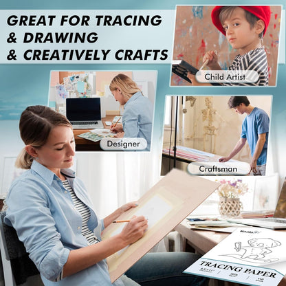 Koala 110 Sheets Tracing Paper 8.5x11 inch White Translucent Paper for Tracing, 32lb/50gsm for Trace Images, Sketch, Drawing, Overlays