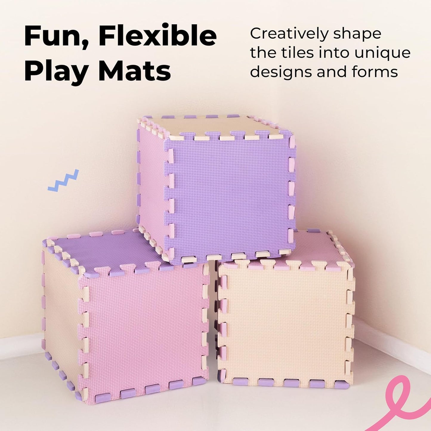 MioTetto Baby Play Mat, Soft Foam Floor Tiles for Kids. Adjustable Interlocking Foam Tiles, Fits with 50x50 Playpen Baby mat for Crawling & Development, Safe & Non-Toxic Playmat for Babies 6-12 Months