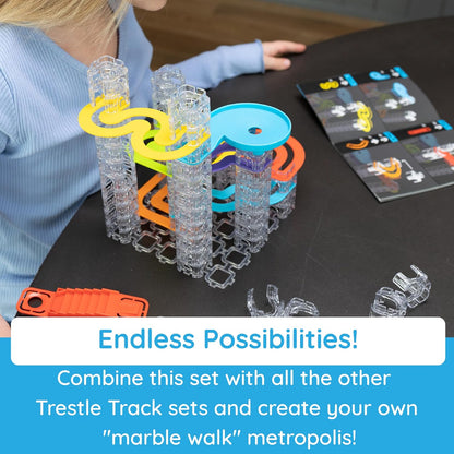 Fat Brain Toys Trestle Tracks Pro Marble Run Set, 274-Piece Modular Marble Track, STEM Toys for Kids, Fun Science Kits for Girl and Boy Ages 8-13+