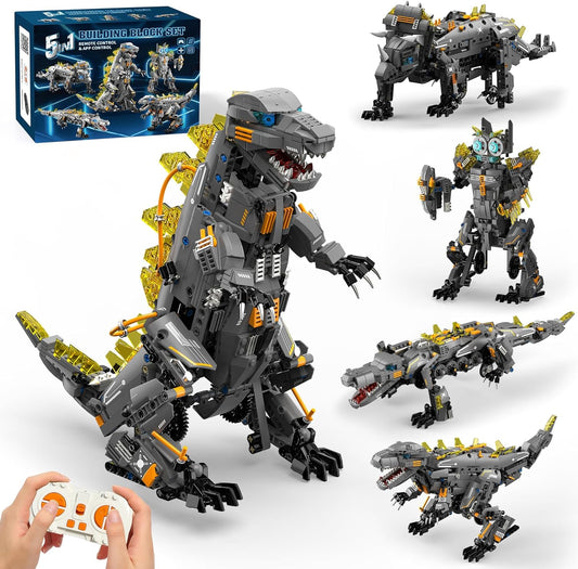 ADUSRIZ 5 in1 Stem Robot Building Kit for Kids Ages 8-13, 688 PCS Remote & App Controlled Dinosaur Car Building Toys for Kids Science Learning, Birthday Gifts for 8 9 10 11 12+ Years Old Boys Girls