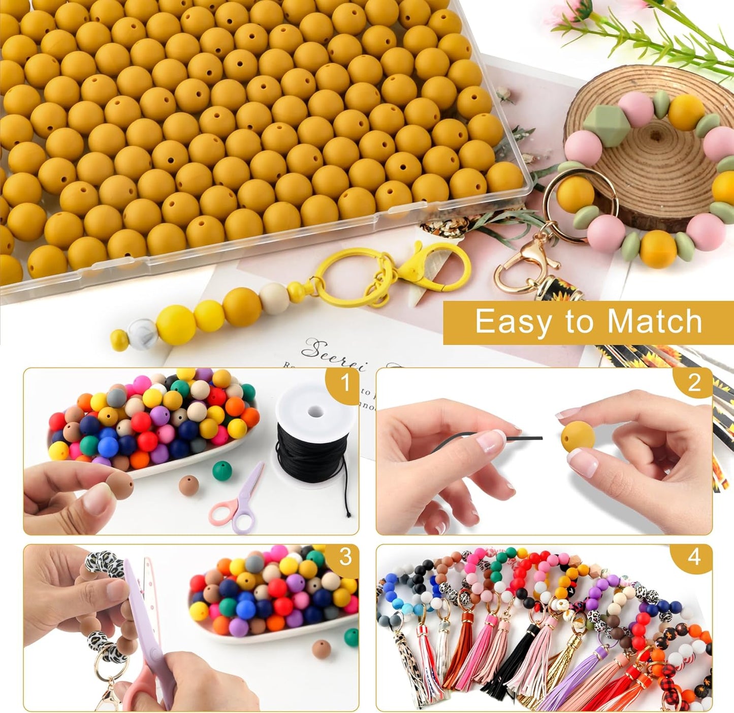 65Pcs 19mm Silicone Beads for Keychain Making Bracelet Necklace, Bulk Round Silicone Beads for Pens（Christmas Green） - Colors A