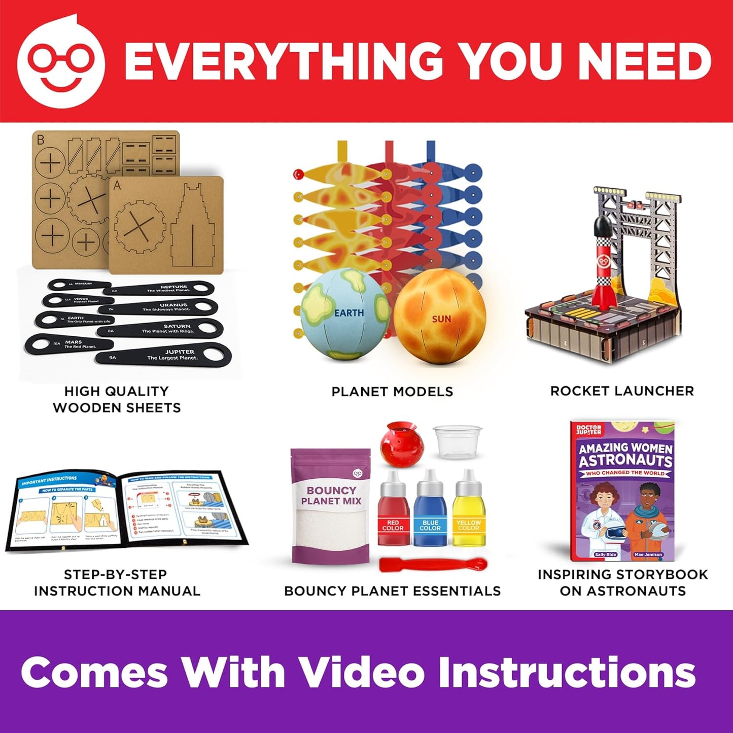 Doctor Jupiter Girls' First Astronaut Kit, Solar System Model STEM Project, Science Kit for Kids Age 5-7-8-10-12 Year Olds | Learning & Educational Space Toys