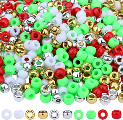 Red Pony Beads 1000Pcs 9mm Pony Beads Bulk Red Perler Beads for Friendship Bracelets Kandi Beads Hair Beads for Braids Beads for Crafts