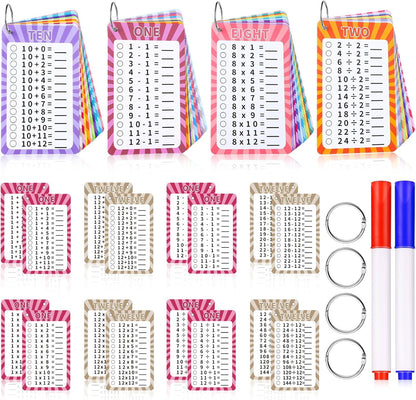 13 Pcs Multiplication Flashcards 0-12, Times Table Flash Cards Multiplication Chart Multiplications Game Math Flashcards for 1st to 3rd Grades
