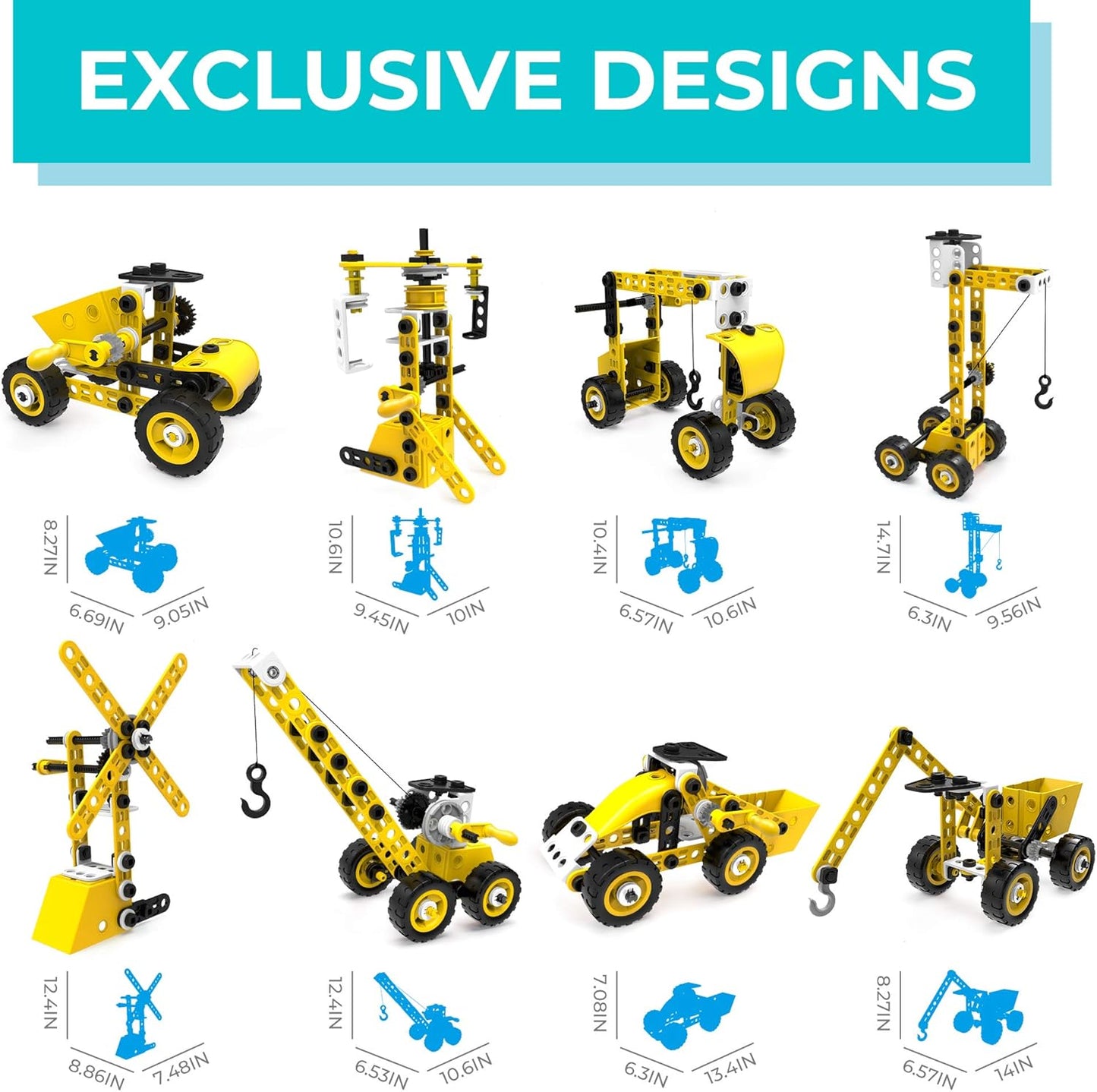 MOBIUS Toys 12-in-1 STEM Construction Kit - 152-Piece Building Set for Kids Ages 4-12 - Educational Engineering Toy for Boys & Girls to Build Cars, Trucks, Motorcycles & More, Creative Learning Gift