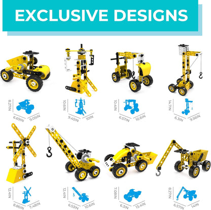 MOBIUS Toys 12-in-1 STEM Construction Kit - 152-Piece Building Set for Kids Ages 4-12 - Educational Engineering Toy for Boys & Girls to Build Cars, Trucks, Motorcycles & More, Creative Learning Gift