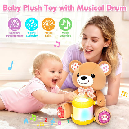 Hodurgyi Baby Toys 6-12 Months, Bear Musical Plush with Lights,ABCs,Animal Sounds, Numbers, Infant Early Learning Toy, Christmas Birthday Gifts for 6+ Month Boys &Girls