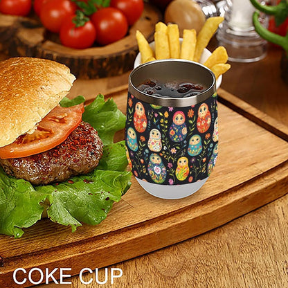 Russian Nesting Dolls Flowers Insulated Cups & Mugs 12 Oz Double-Wall Coffee Cup with Lids Drinks Tumbler for Women Men